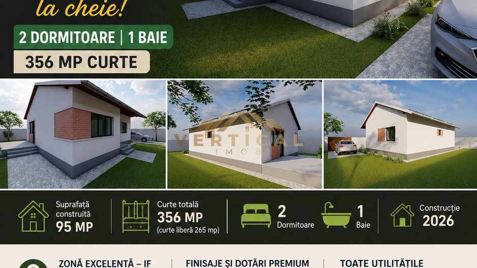 Casă Parter Modernă de Vânzare | 2 Dormitoare | Curte 356 mp - Poză 1