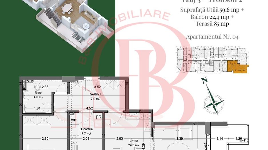 Apartament 2 camere | Rooftop Privat | Pallady Metrou Teclu - Schiță 2