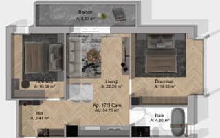 Apartament 3 camere | Terasa | Priveliste | Terra, Floresti - Schiță 3
