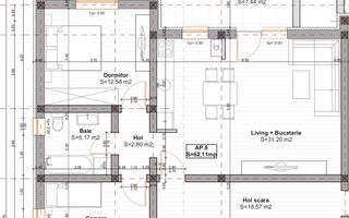 Apartament 3 camere Giroc bloc nou - Schiță 13