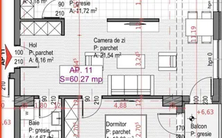 Apartament 2/3 camere 61mp Sopor BLOC NOU si PARCARE - Schiță 12
