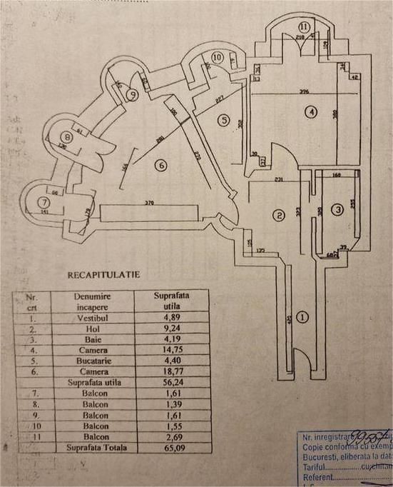 Apartament 2 camere Calea Victoriei, 60 mp, centrală proprie, 5 balcoane - Poză 15
