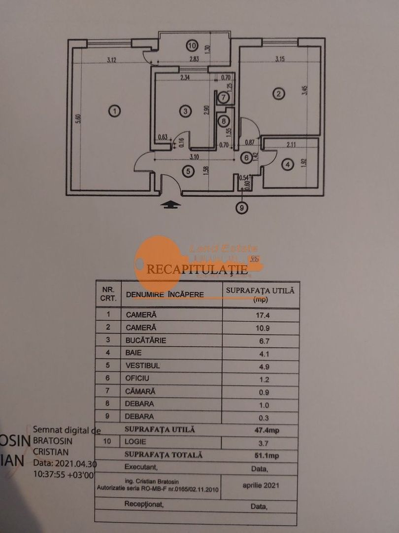 Apartament 2 camere decomandat – Crângași – 800 m metrou - Schiță 7