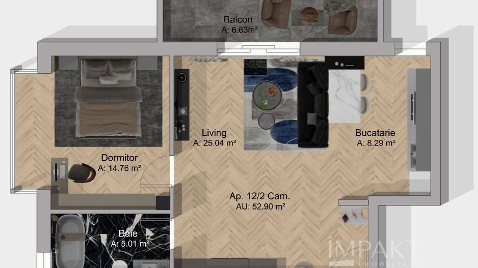 Apartament 2 Camere 53 mp | Lift | Liziera Padurii | Terra, Floresti - Schiță 1