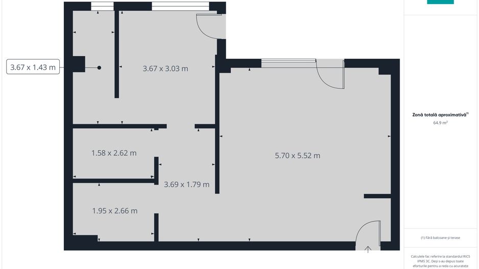Apartament 2 camere, Iosia,  64.24mp - Poză 7