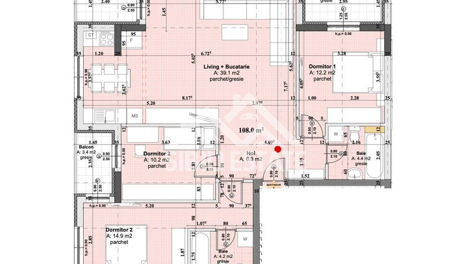 Apartament 4 camere, 2 bai bloc nou cu lift si parcare - Poză 6