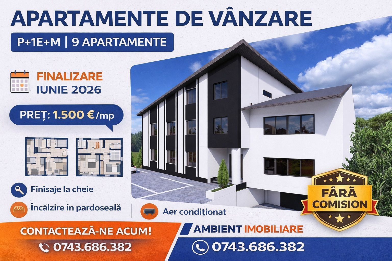 Apartament cu 2 camere, etaj 1, bloc NOU, VASLUI zona NORD, cu plata în RATE; - Poză 1