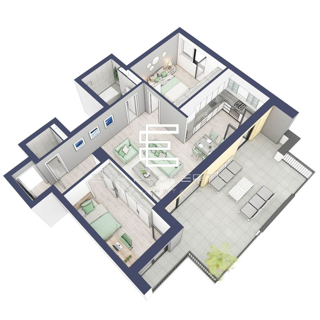 Apartament 3 camere | 66,5 mp, terasa 27mp  | Zona Alba Iulia – Sibiu - Schiță 14