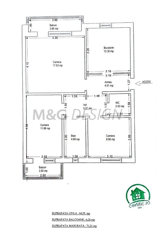 Girocului - Elisabetin, ap 3 camere, 2 bai, et 2,CT,AC - Poză 10
