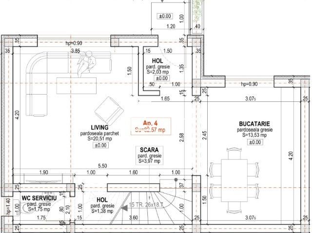 Casă modernă tip quadruplex, 83 mp utili,  curte 170 mp – Cartierul Arhitectilor - Schiță 12
