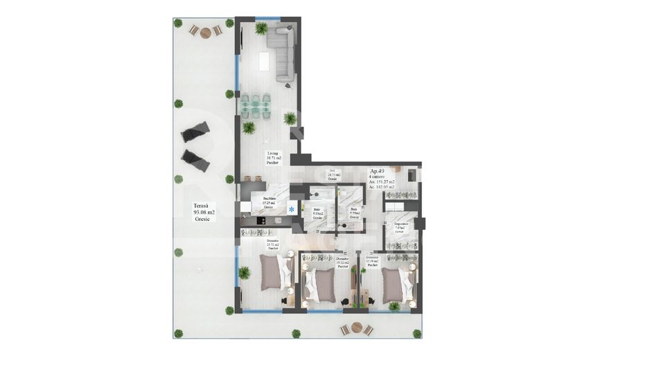 Vânzare, penthouse cu 4 camere, Carpathia, Brașov - Schiță 7