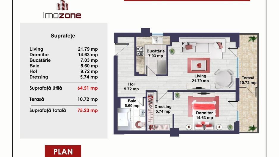 Ansamblul Primavara, 2 camere, 76mp, finisat modern, parcare inclusa, centrala - Poză 2
