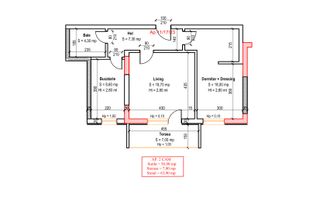Apartament 2 camere Dormitor cu Dressing Theodor Pallady - Schiță 3