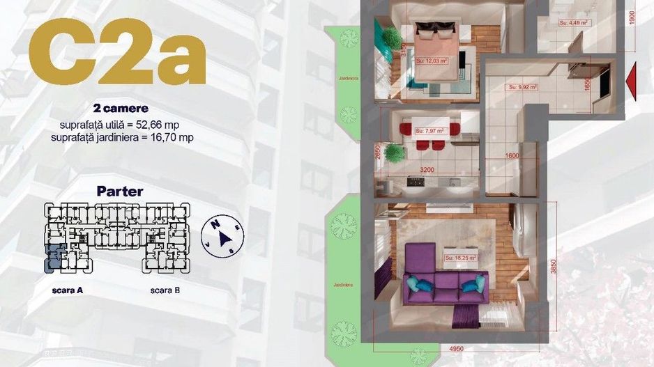 Apartament 1C, Copou, 43,4mp, 110000euro+TVA - Poză 6