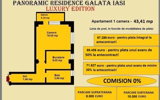 Apartament decomandat de vanzare in Iasi, Galata, 43,41 mp, bloc nou - Poză 1