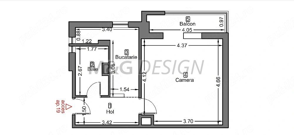Apartament 1 camera zona Steaua cu centrala - Poză 7