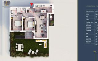 Apartament 3 cam 87mp+curte 69 mp, Direct Dez, PALLADY - Poză 2