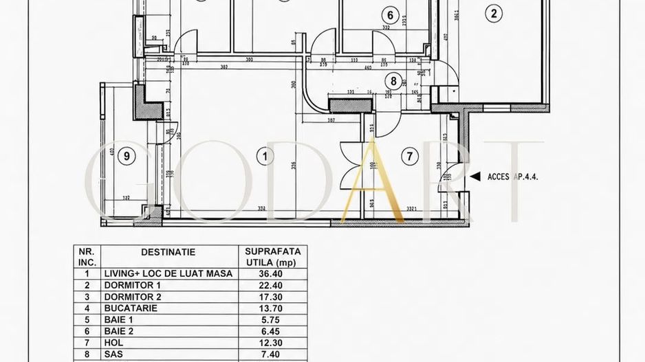 Apartament de lux | 3 camere | 121.7 mp | Mobilat | Utilat - Schiță 19