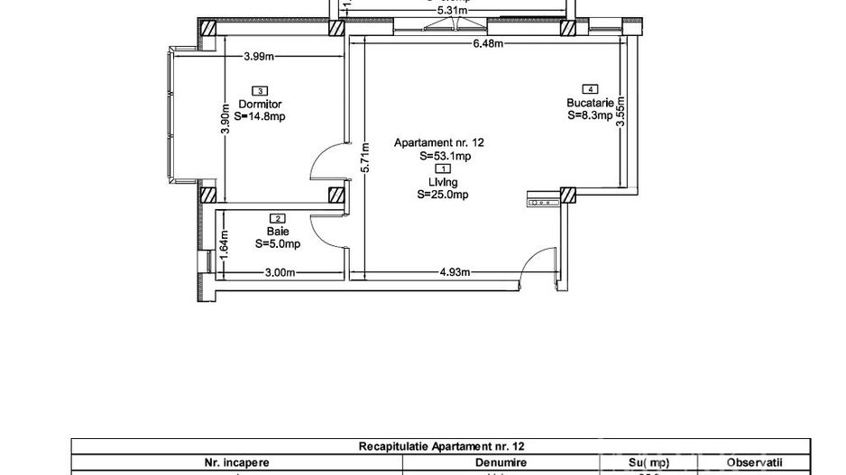 Apartament 2 Camere 53 mp | Lift | Liziera Padurii | Terra, Floresti - Schiță 4