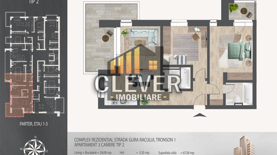 Apartament 3 camere, 86 mp, metrou Nicolae Teclu, Pallady - Schiță 9