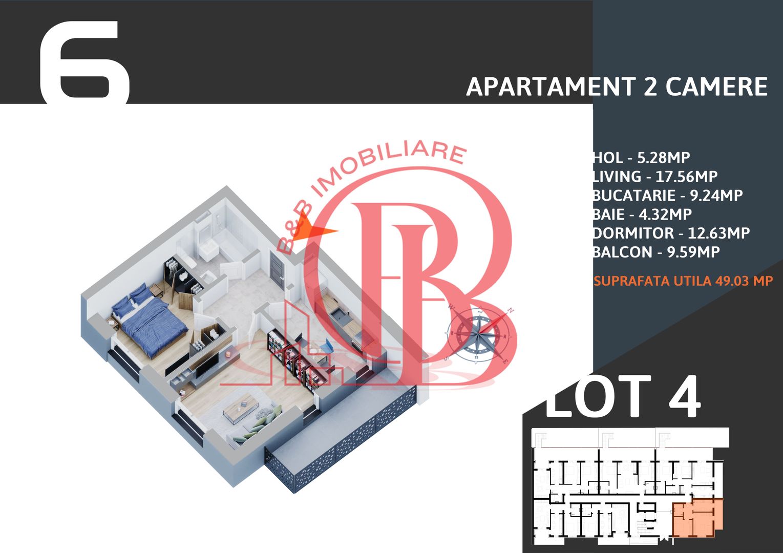 Apartament 2 camere decomandat  Titan Pallady Metrou Teclu - Schiță 9