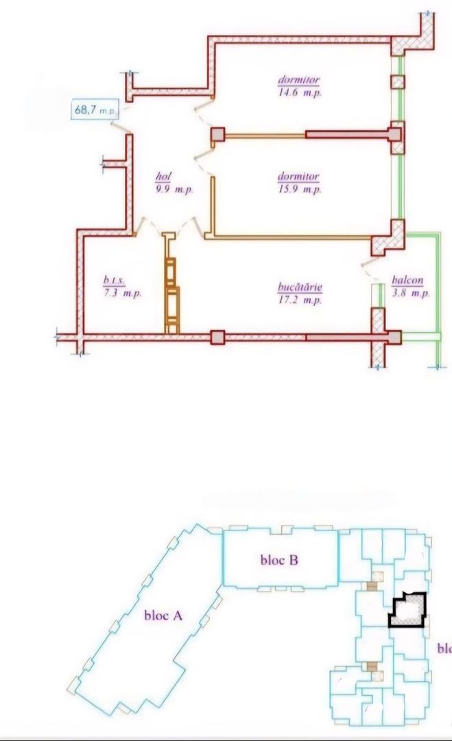Vânzare, apartament, 2 camere, str. Nicolae Dimo, Durlești - Poză 2