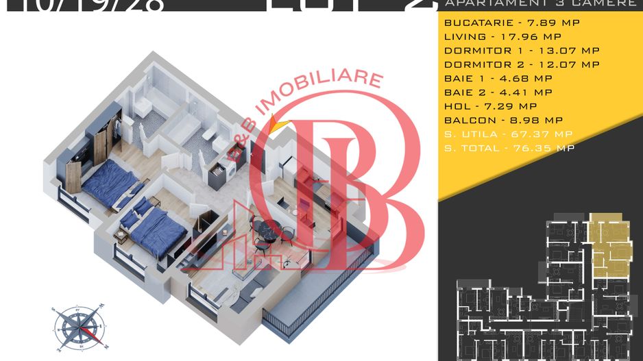 3 camere Parcare Bonus Titan Pallady Pret Promo de Lansare - Schiță 10