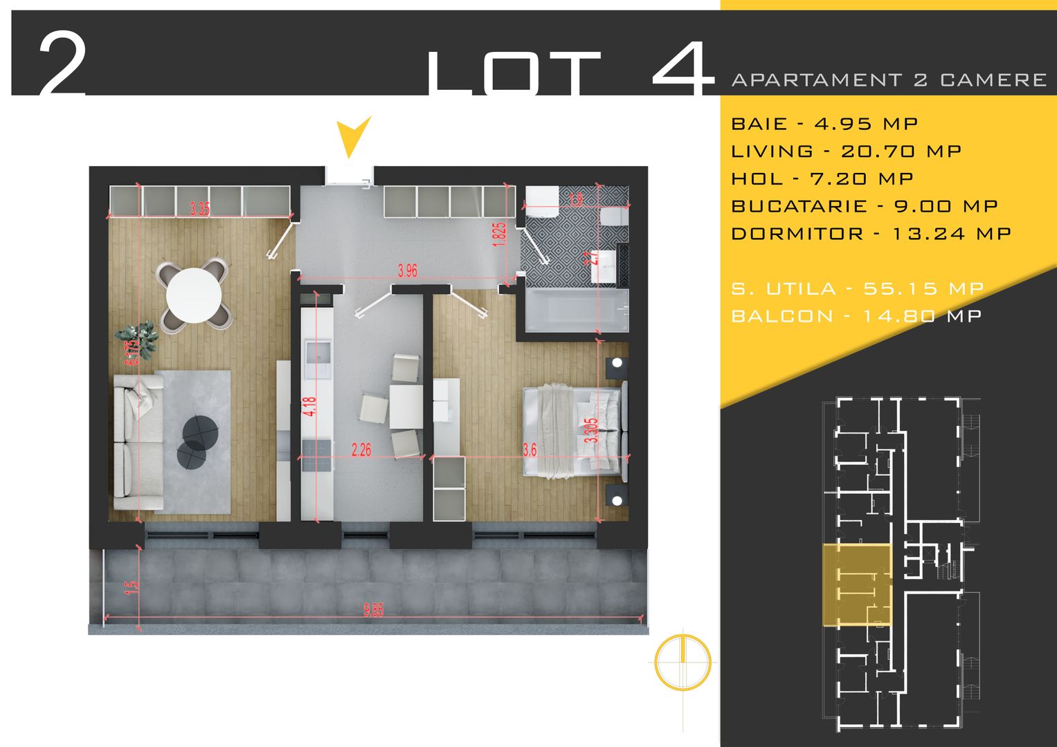 2 camere decomandat Titan Pallady  Metrou Nicolae Teclu - Schiță 10