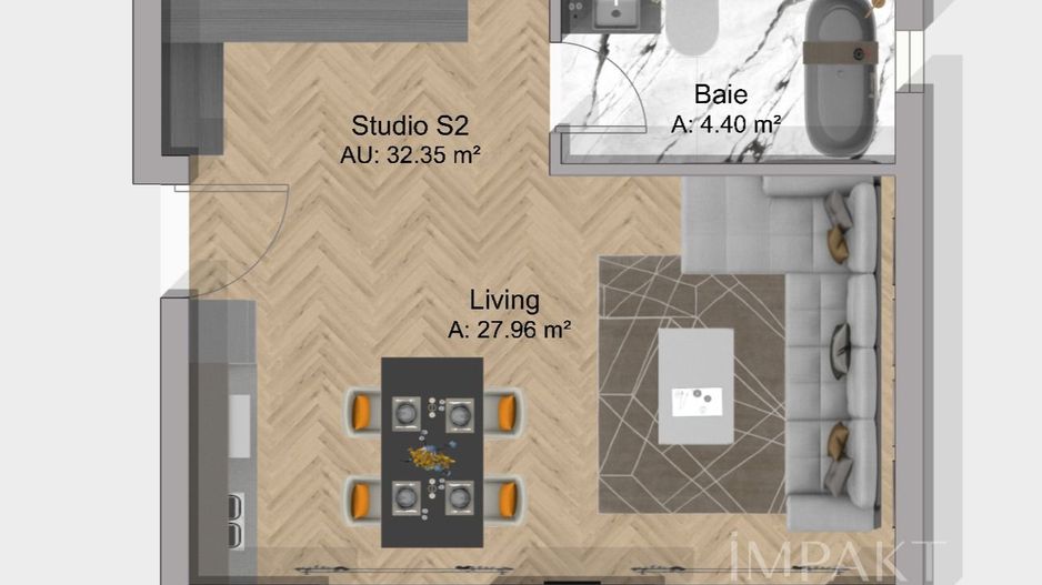 Studio 32 mp | Bloc Nou | Ideal Investitie | Terra, Floresti - Schiță 3
