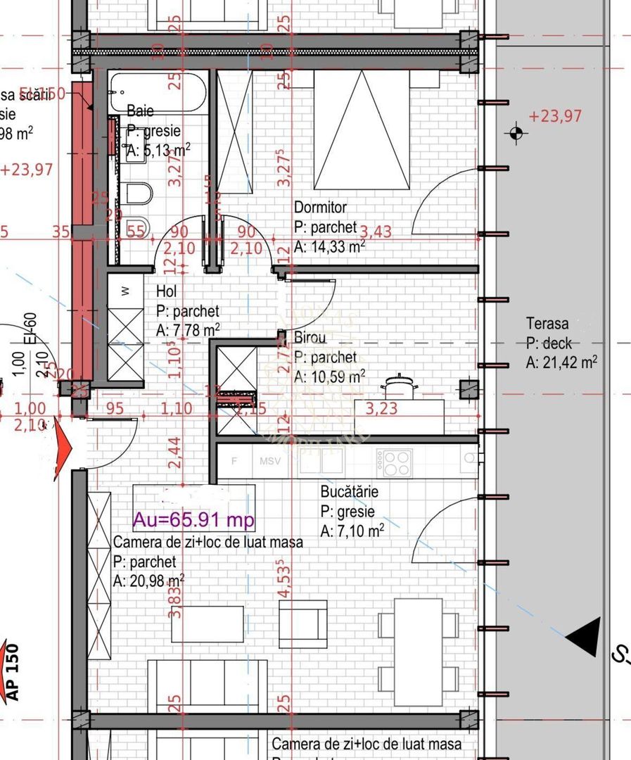 Apartament 3 camere 65,91 mp, terasă 21 mp, Sopor - Poză 8