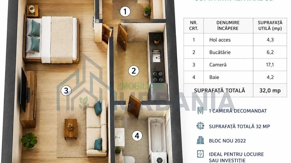 Apartament 1 cameră decomandat, complex rezidențial 2022, Bd. Poitiers – Continental, Iași, parcare intabulată și curte privată - Poză 5