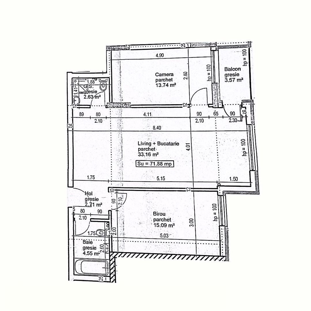 NOU! Apartamente cu 2-3 camere, semifinisat, balcon /terasa, zona VIVO - Poză 8