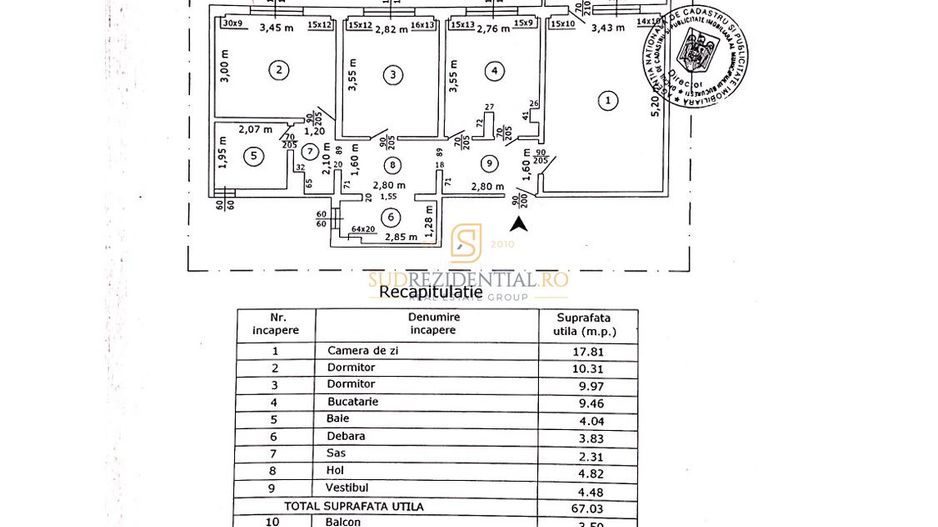 Apartament 3 camere , renovat recent, zona Sebastian-Rahova - Schiță 8