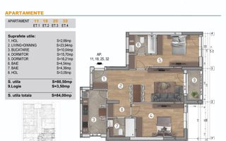 Apartament cu 3 camere, finisaje moderne, zona Brancoveanu, Sector 4 - Schiță 6