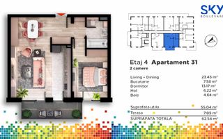 Apartament modern, 2 camere, Sky Boulevard, 0% comision ! - Poză 7