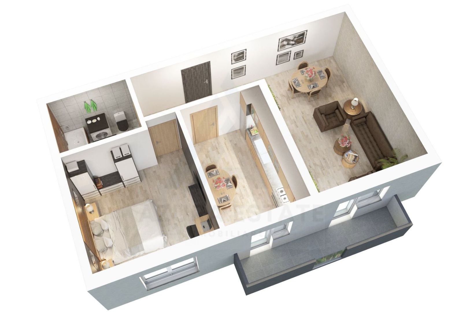 Apartament 56.15 mp utili 2 camere etaj 1 bucatarie inchisa Dna Stanca - Poză 6