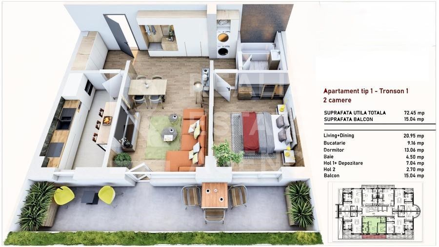 Vânzare, apartament, 2 camere, Brașov - Schiță 11