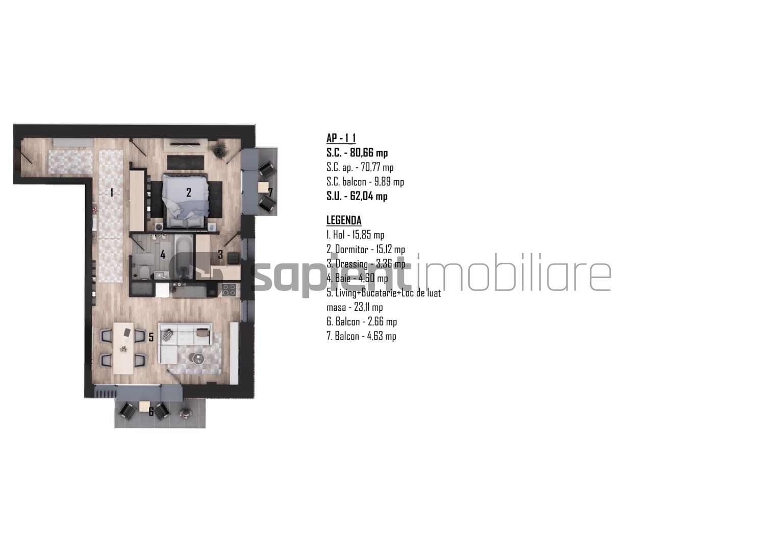 De vânzare apartament 2 camere, ultracentral, semifinisat - Poză 3