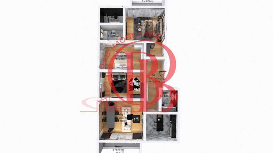 Apartament 4 camere 3 Bai Suprafata Generoasa Pallady Sector 3 - Schiță 1