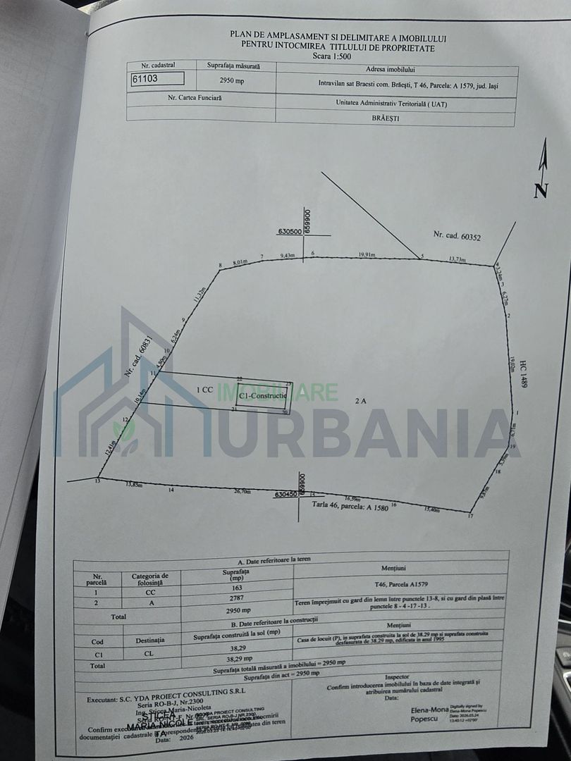 Teren intravilan de 2950 mp cu casă bătrânească în Comuna Brăești, Județul Iași - Poză 2