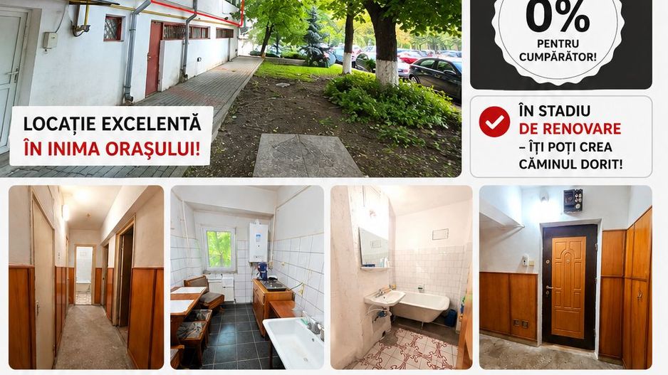 Apartament cu 3 camere, etaj 1 (parter cu demisol), VASLUI zona CENTRU; - Poză 1