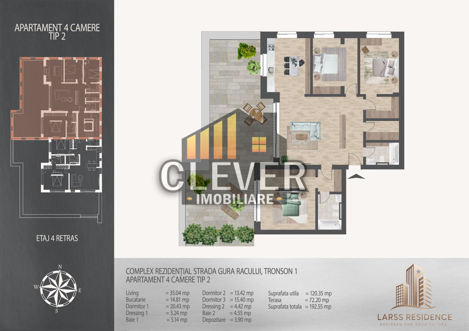 Apartament 4 camere cu terasa, 193 mp, metrou Teclu, Pallady - Poză 1