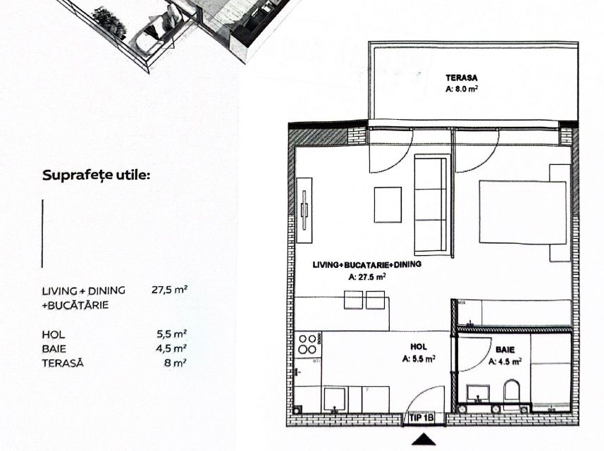 Vânzare, studio dublu, Pipera, București - Schiță 10