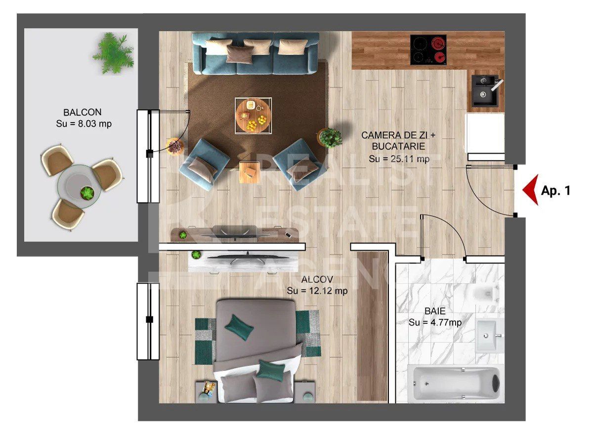 Vânzare, studio dublu, parcare înclusă în preț, Constanța - Schiță 9