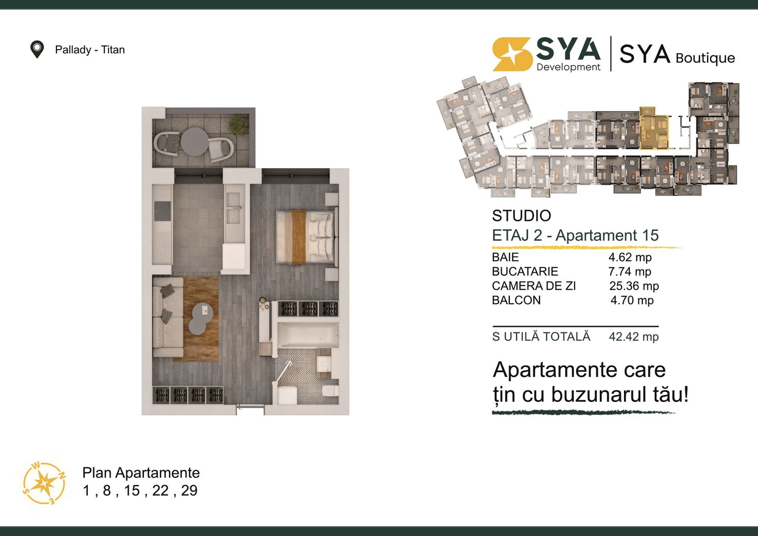 STUDIO IN BLOC BOUTIQUE P+4 CU LOC DE PARCARE INCLUS / PALLADY! - Poză 1