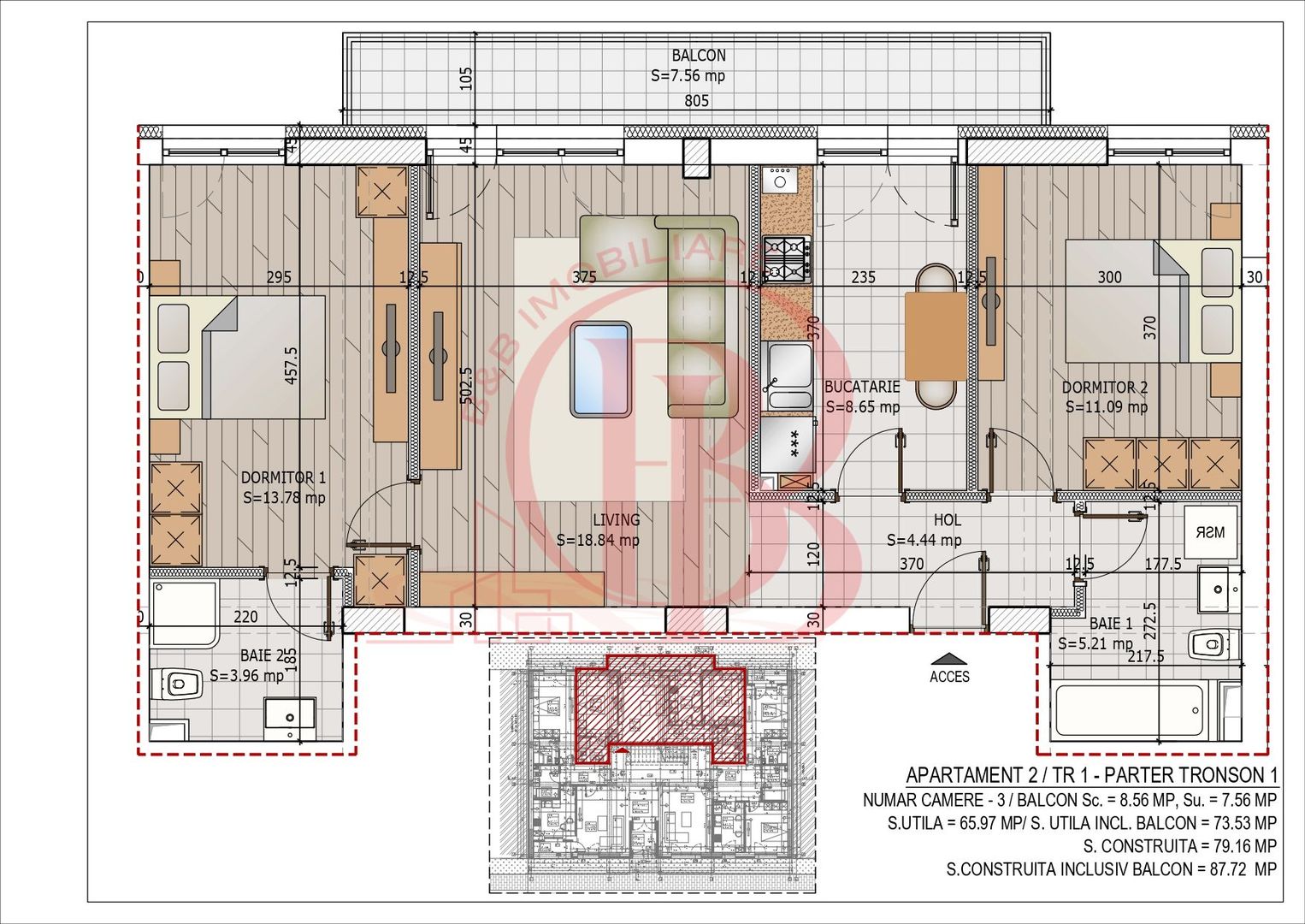 Apartament 3 camere Titan Pallady Metrou N. Teclu Comision 0 - Schiță 16