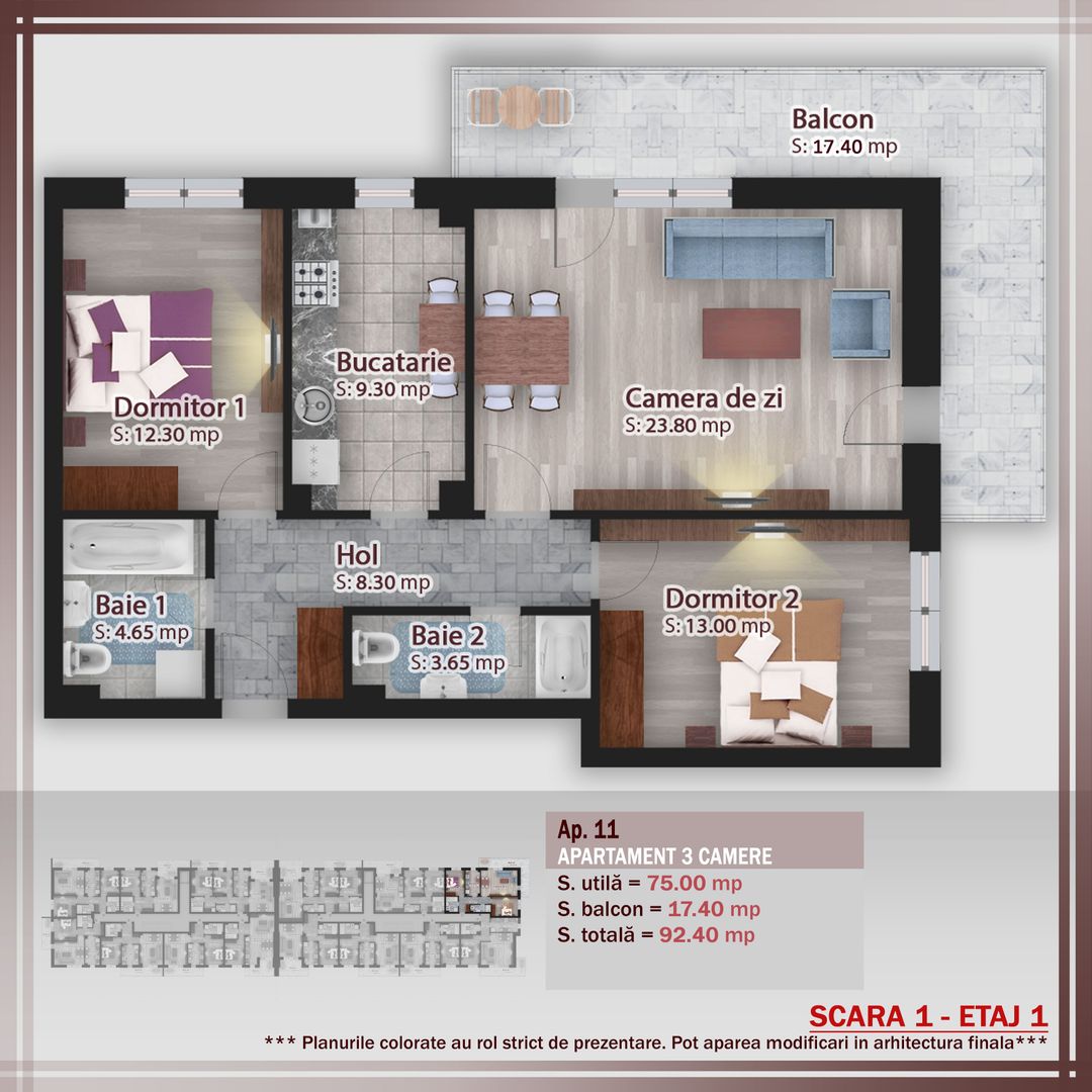 3 camere  -oferta lansare proiect Pallady - Schiță 10