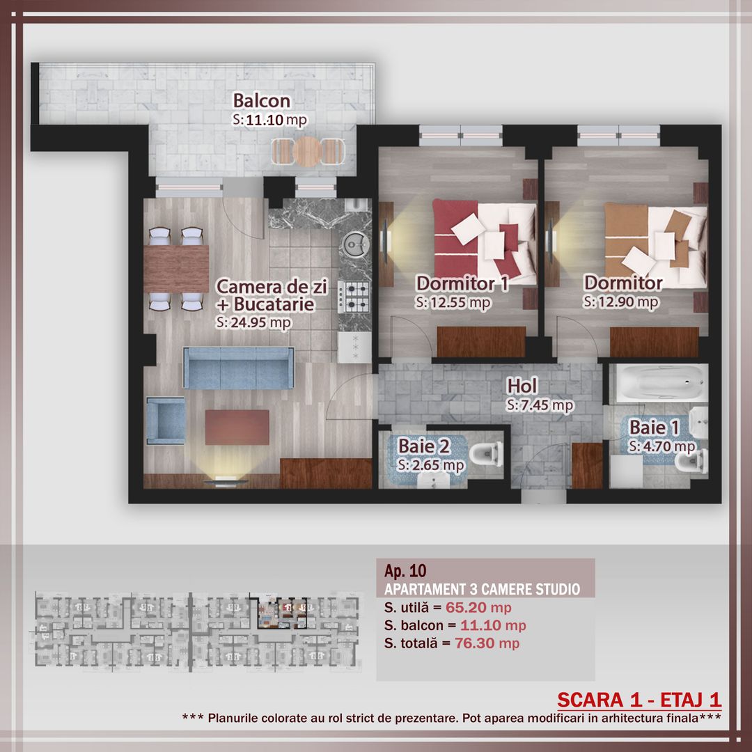 3 CAMERE _BLOC P+3_PALLADY_ LOC DE PARCARE GRATUIT! - Poză 1