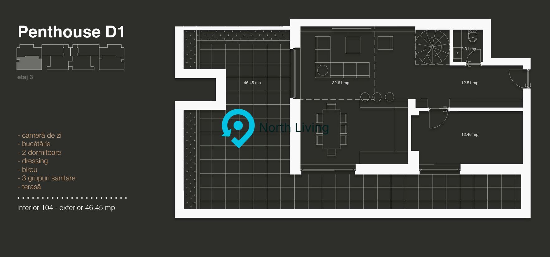 Penthouse 3 Camere LUX cu View | Terasa Spectaculoasa | Iancu Nicolae - Poză 2