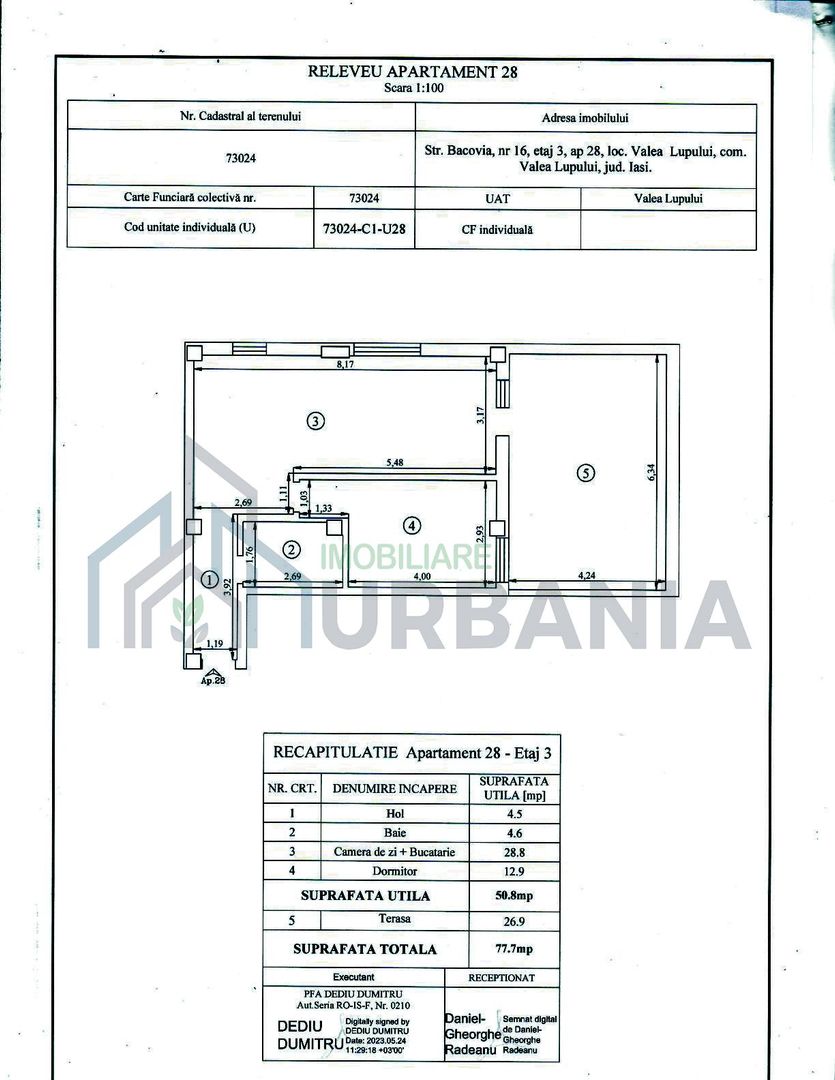 Apartament 2 camere decomandat, 50 mp, terasă 27 mp, etaj 3/3, bloc nou, V. Lupului, Iași - Poză 1